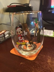 DISNEY MICKEY LETTER M CURVED  GLASS TUMBLER  IDEAL BIRTHDAY CHRISTMAS - Picture 1 of 1