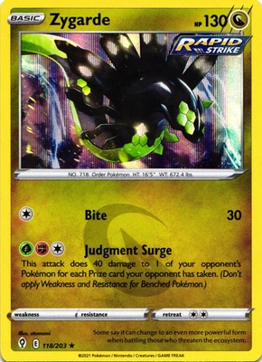 Zygarde Holo Holo Rare SWSH07: Evolving Skies 118/203 NM - Image 1 of 2