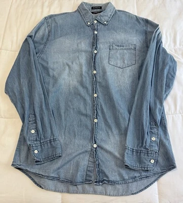 Рубашка мужская Carbon Chambray большая классический крой с длинным рукавом индиго на пуговицах - Изображение 1 из 4