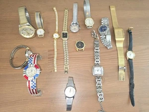 WATCH LOT 13 timex seiko Black Hills Gold Paul Pulitzer Jimmy Crystal Etc Parts - Picture 1 of 13
