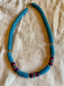 Artisan Crafted 18”Necklace With Antique Czech Snake Beads & Golden Toggle Clasp - Picture 1 of 7