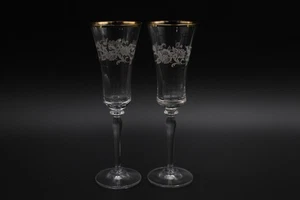 Juego de 2 copas de vidrio de flauta champán de encaje antiguo Mikasa 9 1/8" de alto - Imagen 1 de 3