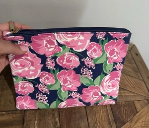 Marley Lilly pink flower print cosmetic bag - Picture 1 of 8