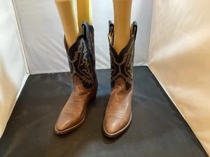 lucchese boots 2000 Brown & Black Leather Cowgirl Boots 9047s 8B - Picture 1 of 20