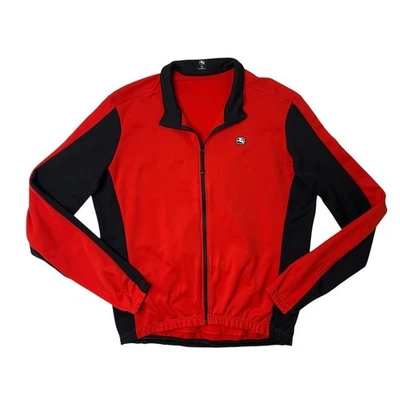 Chaqueta de Ciclismo Giordana Para Hombre XL Negra Roja Forma Forrada de Vellón Cremallera Completa Hecha en Italia Foto 1 de 4