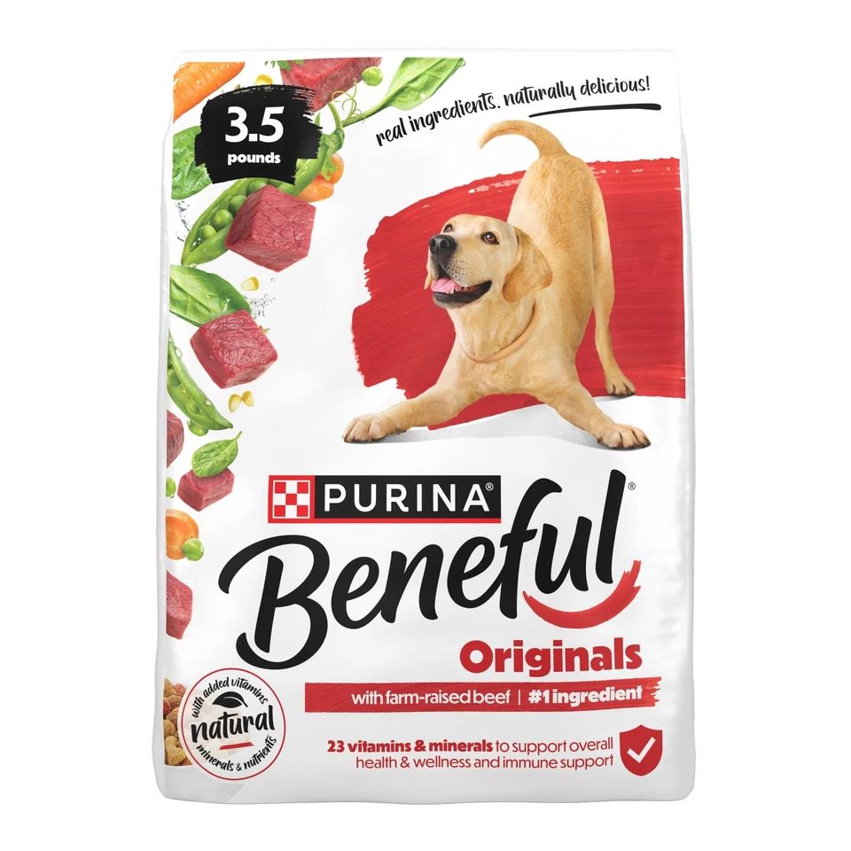 Purina Beneful Originals With Farm-Raised Beef Real Meat Dog Food-(Pack of 4)