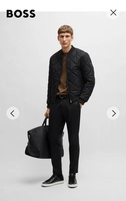 Hugo Boss Men's Black Quilted Baseball Blend Jacket Regular Fit M-2XL - Image 1 of 4