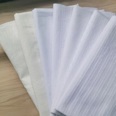 39 Inch X53 Inch White Jacquard Stripe Cotton Material Dress Shirt Fabric Sewing - Image 1 of 4