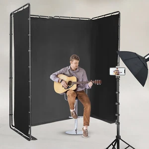 Backdrop Stand Floor Standing Photography Backdrop Stand w/Black Cloth 4*2.4m - Picture 1 of 20