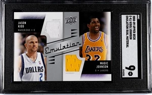 Jason Kidd Magic Johnson 2008-09 Upper Deck E-KJ Emulation Dual Material SGC 9 - Picture 1 of 5