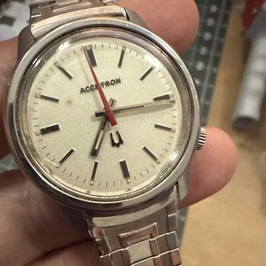 Men’s Bulova Accutron N1 Stainless Watch ~1971? Runs Well 10k Gold Fill Band - Picture 1 of 12