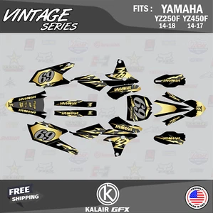 Kit de gráficos para Yamaha YZ250F 2014-2018 YZ450F 2014-2017 vintage - dorado - Imagen 1 de 6