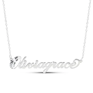 Personalisiertes Namensschild, Silberkette, Name, Anfangsbuchstabe Diamantschliff, Unisex  - Bild 1 von 4