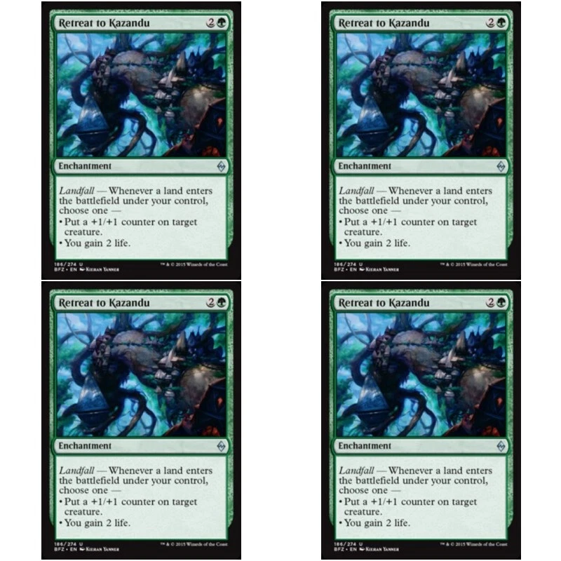 4 x RETREAT TO KAZANDU NM Battle For Zendikar MTG Green - Enchantment Unc - Image 1 of 1