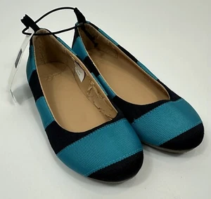 NWT Gap Kids Girls Size 11 Blue Striped Flats Shoes - Picture 1 of 5