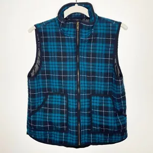 Honey Belle Teal & Black Plaid Flannel Vest - Women's Size Medium - Picture 1 of 7