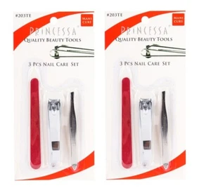 Lote de 2 Princesa Juego de Cuidado de Uñas Manicura Set Lima de Uñas Pinzas Tablero Emery - Imagen 1 de 1
