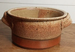 Signierte Studiokeramik 8" Doppelgriff zweifarbig braun Schale/Schüssel - Bild 1 von 9