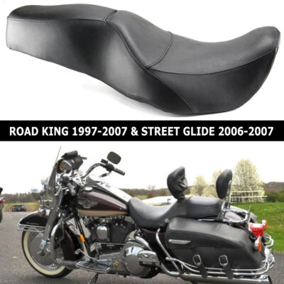 Asiento de sillín ancho Low-Pro 2-up para Harley Touring Road King FLHR 1997-2007 98 99 Foto 1 de 4