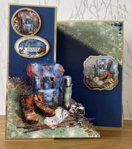 Handgefertigte 7"x5" Wandern Wandern Camping Thema Klappkarte "Abenteuer wartet" - Bild 1 von 4