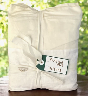 FALDA CAMA COMPLETA Pottery Barn lino belga lino - lino blanco 14" caída - nueva con etiquetas Foto 1 de 2