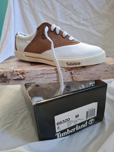Raro Timberland nuovo con scatola Southampton bianco twill bianco abbronzato donna 8