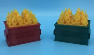 NEW! RED & GREEN 2020 Dumpster Fire Christmas Decoration 2 Pc Commemorative Set - Picture 1 of 10