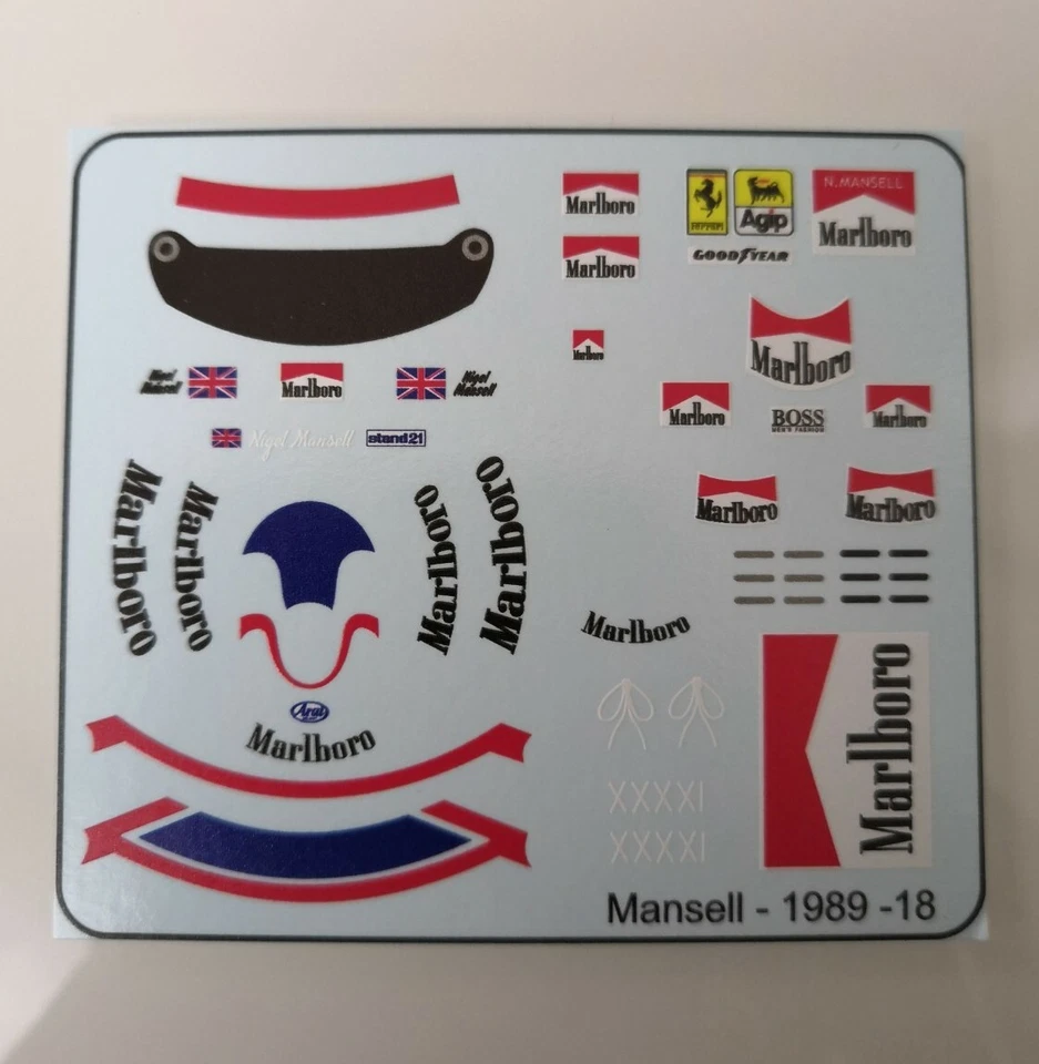 Ferrari 640 641 Nigel Mansell " Figure Decals " 1989 / 1990 1/18 - Immagine 1 di 1