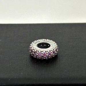Pandora 925 Sterling Silver Purple Pink CZ Pave Sparkle Spacer Bead Charm - Picture 1 of 9
