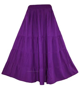 BeautyBatik Purple Women BOHO Gypsy Long Maxi Tiered Peasant Skirt XL 18 - Picture 1 of 2