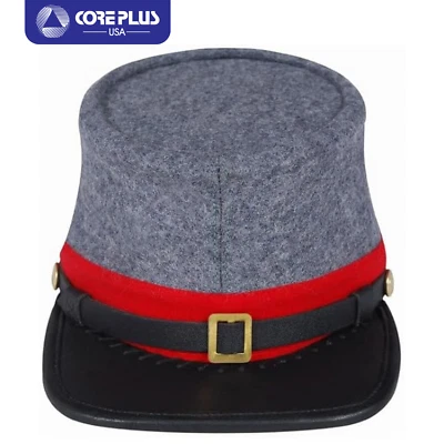 Civil War Confederate Artillery Officer Kepi - Grey Hat with Red Band, All Sizes - Image 1 of 4