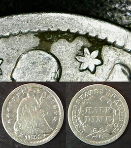 1853 Half Dime with Rim CUD on Obverse. - Picture 1 of 1