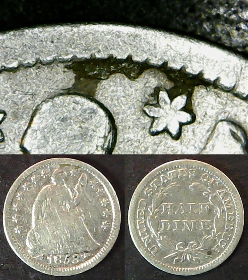 1853 Half Dime with Rim CUD on Obverse. - Image 1 of 1
