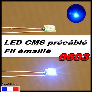 C130# LED CMS pré-câblé 0603 bleu fil émaillé 5 à 20pcs  - blue prewired LED - Foto 1 di 1
