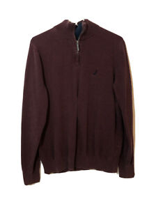 Nautica 1/4 Zip Pullover Sweater-Men’s Sz. Medium- Maroon Red.