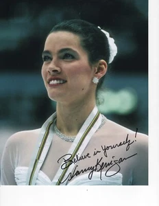 NANCY KERRIGAN SIGNED 8X10 OLYMPIC FIGURE SKATING MEDALS CEREMONY - Picture 1 of 1