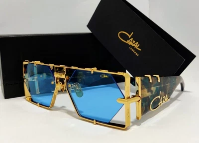 Cazal Sunglasses Blue Tortoise Gold Frame Sky Blue Lens Unisex Eyewear - Image 1 of 4