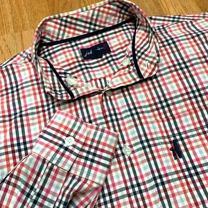 Camisa Johnnie-O Para Hombres Mediana a Cuadros Botón Delantero Manga Larga Cuadros Rojos - Imagen 1 de 4