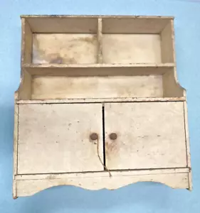 Antique Folk Art Primitive Painted Child's Kitchen Cupboard wood great patina - Picture 1 of 16