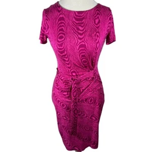 Diane Von Furstenberg dress Pink Zoe Grain Shadow Silk Sheath Bodycon DVF Size 4 - Picture 1 of 9