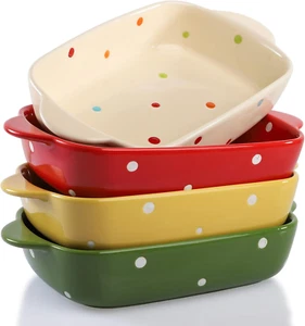 4 Pack Porcelain Baking Dish, 7 Inch Ceramic Rectangular Small Baking Pan Baking - Picture 1 of 9