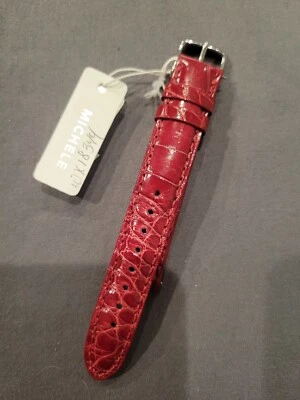 Nueva correa de reloj pulsera Michele MS16AA010611 16mm granate de cuero de cocodrilo Foto 1 de 4