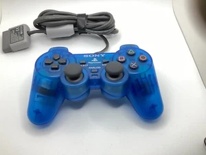 Sony PS2 Aqua Blue Clear Controller DualShock OEM SCPH-1200 - Tested-Working - Picture 1 of 8