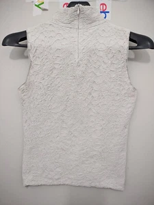 ARMANI COLLEZIONI Top Girl 10 Gray 1/4 Zip Sleeveless Wool Blend Texture Antinea - Picture 1 of 13