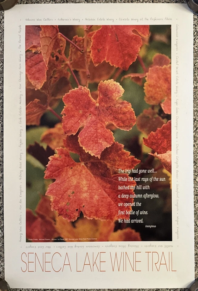 塞内卡湖葡萄酒之路海报,复古,1997 — 第 1/1 张图片