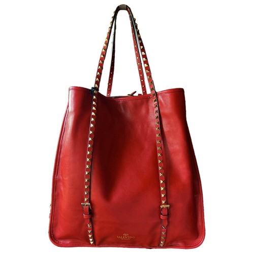 Borsa a tracolla Valentino Garavani Rockstud Shopper Tote ROSSO tono oro HW • Nuova con etichette
