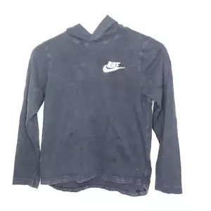 Nike Hoodie Sweater Boys Medium Black Stretch Stitched Logo Pullover Activewear - Picture 1 of 10