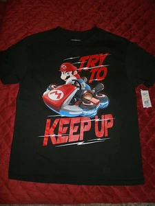 MARIO BROTHERS BLACK T SHIRT TRY TO KEEP UP - Picture 1 of 2