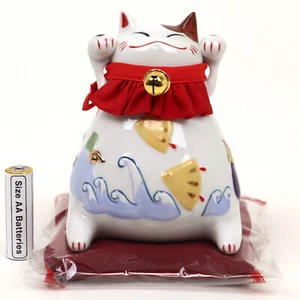 MANEKI NEKO WINKENDE MIKE KATZE Keramik Sparschwein Good Luck Ornament 19003 Japan - Bild 1 von 12