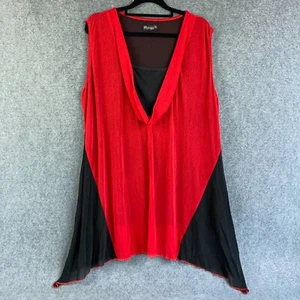 Wishstone Top Womens Plus Size XXL Red Black Stretch Handkerchief Flowy Tunic - Picture 1 of 8